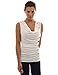 PattyBoutik Women Cowl Neck Button Sleeveless Top (Off-White Large)