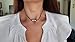 POTESSA White Pearl Choker Necklace with Three Beads on Genuine Leather Jewelry for Women Girls 16