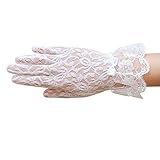 ZaZa Bridal Stretch Floral lace Gloves for Girl with lace Ruffle Trim Wrist Length 2BL