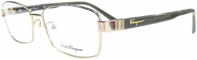 Amazon Ferragamo フェラガモ ｍｅｎｓ メンズ メガネ フレーム Sf2528a 717 55 ゴールド ライトグレイ ファッション眼鏡 通販