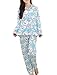VENTELAN Women Sleepwear Cute Pig Pajamas Long Sleeve Cardigan Warm Loungewear