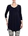 A.F.Y All For You Women's 3/4 Sleeve V-Neck Tunic Top With Side Pockets Navy XX-Large