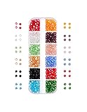 Outus 768 Pieces 4mm Crystal Glass Beads for Jewelry Making with Bead Container (2 Styles, 12 colors)