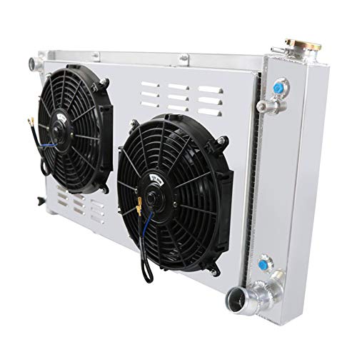 OzCoolingParts 4 Row Core Aluminum Radiator + 2 x 12" Fan w/Shroud + Thermostat/Relay Wire Kit for 1967-1972 68 69 70 71 Chevy C10 C20 K10 K20 K30 Pickup Trucks and GMC More Models