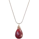 14k Rose Gold Filled Genuine Ruby Gemstone Pendant Necklace- July Birthday Birthstone- Women's Jewelry Gift Idea