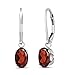 Gem Stone King 925 Sterling Silver 8X6MM Oval Genuine Gemstone Birthstone Leverback Earrings | Drop Dangle Earrings For Women