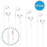 Earhix 4PACK Premium Earbuds/Earphones/Headphones with Microphone Mic & Remote Control Compatible with iPhone/iPad /iPod Devices-Bright White
