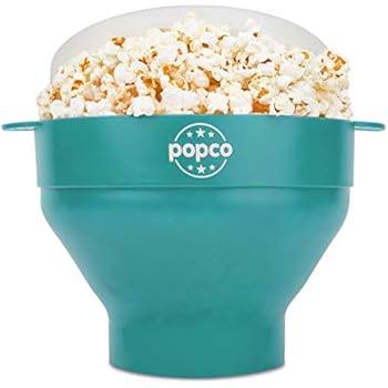 The Original Popco Silicone Microwave Popcorn Popper with Handles, Silicone Popcorn Maker, Collapsible Bowl Bpa Free and Dishwasher Safe - 10 Colors Available (Aqua)