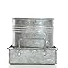 Hosley Set of 3 Galvanized Planter with Tray 5 Inch High. Ideal for Party Wedding Country Picnic Caddy Serve Ware Floral Pots Votive Candle Gardens O4