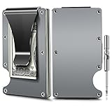 Money Clip,Slim Metal Wallet,RFID Blocking Minimalist Wallet,Front Pocket Wallet for Men And Women(2018 New Version,Aluminum | Anodized Gray)