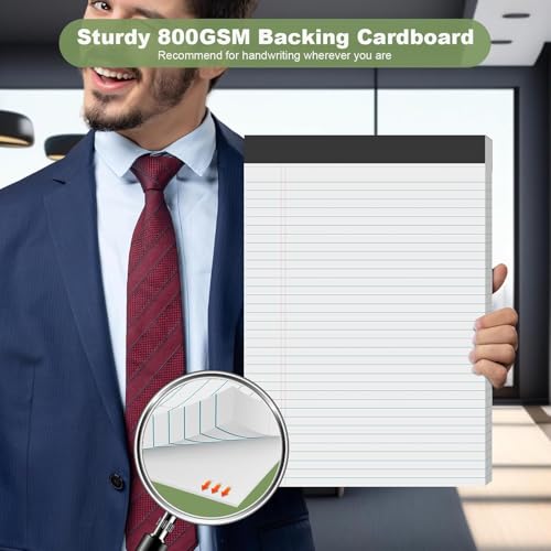 Roneky Note Pads A4 Legal Pad, 6 Pack White Notepads A4 Writing Pads, Double-Side Printed Lined Paper College Ruled White Legal Note Pad 30 Sheets Per Writing Paper Line Pads for School, Home, Office