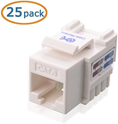 HD Enjoy 25-Pack Cat6 RJ45 Keystone Jack in White and Keystone Punch-Down Stand