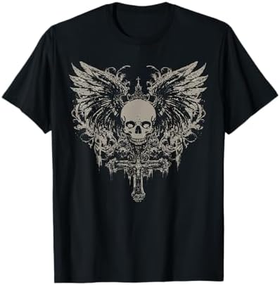 Amazon.com: (Print on Back) Y2K Grunge Skull Wings Gothic Emo Punk 
