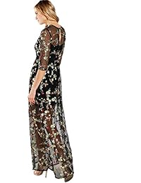 DIDK Vestido de cóctel de noche con bordado floral y corte en A para mujer