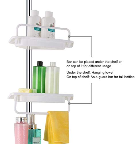 foshan Shower Caddy, 4 Tier Shower Corner Caddy Stainless Steel Pole Tower Organizer Basket Height Adjustable Among 4.5 to 9.3ft (Stainless Steel)