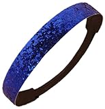 Blue Glitter Headband by Kenz Laurenz - Elastic Stretch Sparkly Headbands for Teens Girls Women Softball Volleyball Basketball Sport Teams Set Pack Store