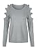 Joeoy Women's Cut Out Shoulder Long Sleeve Knit Sweater Jumper