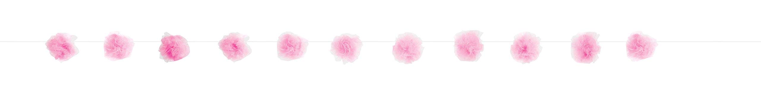 Unique Party 63391 - 7ft Pink Tulle Pom Pom Garland