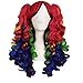MapofBeauty Multi-color Lolita Long Curly Clip on Ponytails Cosplay Wig (Rainbow Color)