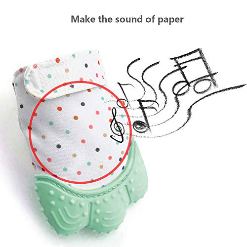 Baby Soothing Teething Mitten, Self-Soothing Pain Relief Mitt Stimulating Teether Toy, Original Silicone Teether Mitten Glove for 0-6 Months Babies, Toddlers, Infants, Boy and Girl(2Pack, Light Green)