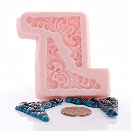 Victorian Corner Scroll Work Silicone Mold Food Safe Fondant, Chocolate, Candy, Resin, Polymer Clay, Craft, Jewelry Food Mold. - Thumbnail 2