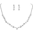 Unicra Bride Crystal Necklace Earrings Set Bridal Wedding Jewelry Sets Rhinestone Choker Necklace Prom Costume Jewelry Set fo