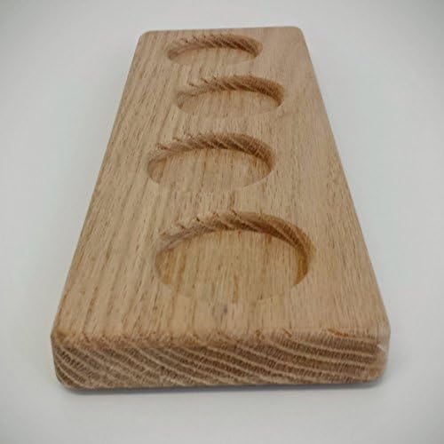 Personalized Beer Flight Sampler Tray Paddle Board for 4 Sample Glasses. Natural Oak wood. Made in Oakville, MD USA.