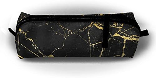 Fashion Pencil Case Zipper Pen Pouch Black & Gold Marble Printing Student Small Pen Bag Rectangular Pouch