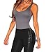 Shawhuwa Womens Sexy Low Neckline Scoop Back Bodysuit Clubwear Tops (Small, Grey 2)