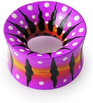 4MM Fire Works Perfectly Finished Painting and Plastic laminated Double Flared Hollow Wood Ear Plug Body jewelry
