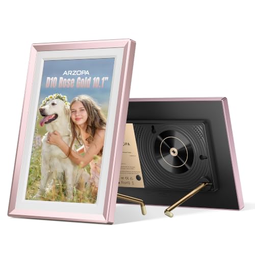 ARZOPA Metall Digitaler Bilderrahmen 10,1" Kostenloser Cloud Speicher WLAN Bilderrahmen Digital HD Touchscreen sofort Teilen Fotos Videos als personal