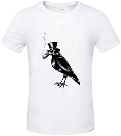Yaping Men's Summer Shirts Cotton Printed Short Sleeve T Shirt (Medium, White 1)