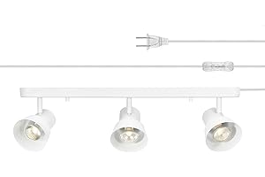 GLOBE Electric 64000116 22" 3-Light Plug-in Track Lighting, Matte White, Pivoting Heads, 15-Foot Cord, in-Line on/Off Rocker Switch, Modern Ceiling Light Fixture for Apartment or Renters