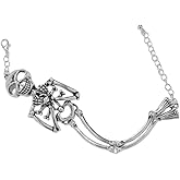 NewZenro Gothic Skull Bracelets for Women Men Vintage Punk Gothic Silver Plated Skeleton Chain Bracelet for Halloween Party Accessories Rapper Biker Adjustable