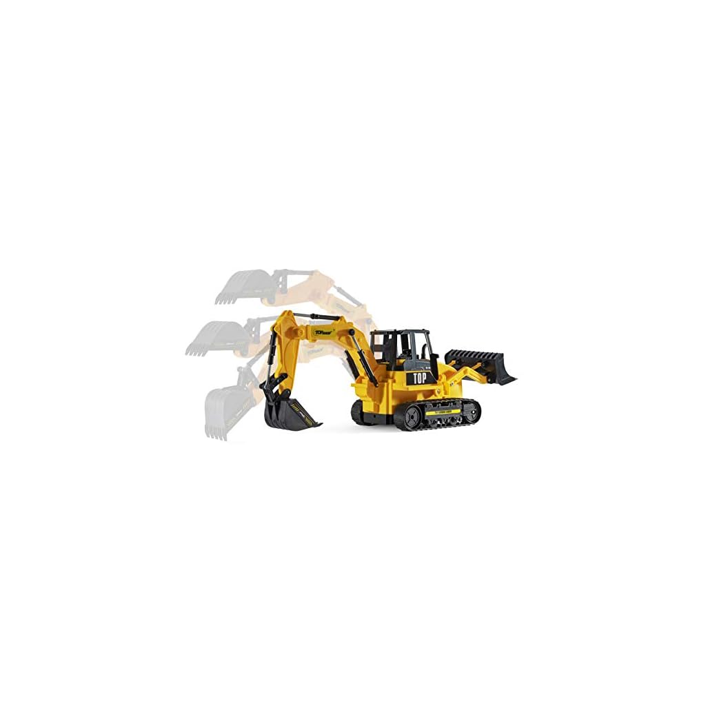 Top Race 8 Channel Full Functional RC Excavator Backhoe Loader, Battery Powered Electric RC
