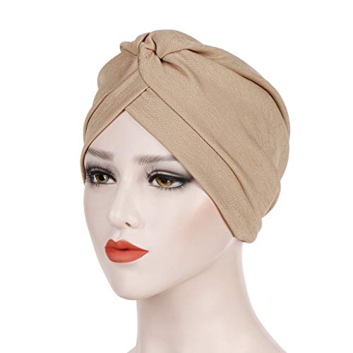 Jianekolaa Elastic Sleep Caps Breathable Night Scarf Head Wrap Chemo Headwear Cancer Hat Khaki