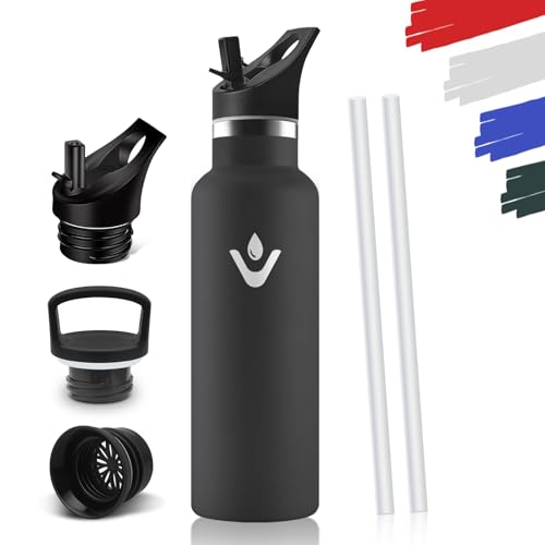 HoneyHolly Stainless Steel Water Bottle, 500 ml, BPA-Free, Childrens Water Bottle, Double-Walled Vacuum Insulated, Water Bottle with Straw, 18/8 Stainless Steel, Sports Bottle for School, Travel