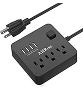 AHRISE Extension Cord, Power Strip with 3 AC Outlets and 4 USB Ports for Smartphone Tablets Home,...