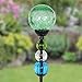 Exhart Solar Green Cracked Crystal Ball Yard Stake w/ 6 LED Lights & Glass Ball Bead Details - Glass Globe Metal Stake, Glass Ball Ground Stake, Glass Orb Outdoor Lights, 3.5