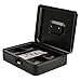 Safe Metal Cash Box with Money Tray & Combination Lock, Decaller Large Lock Storage Money Box with 5 Compartments Cash Tray, Black, 11 4/5