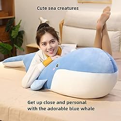 CHDGIOHA Large Blue Whale Plush Toy, Super Soft
