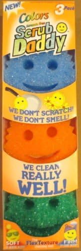 NEW SCRUB DADDY COLORS 3 PACK Scratch Free Durable Soft Cleaning Kitchen Sponge