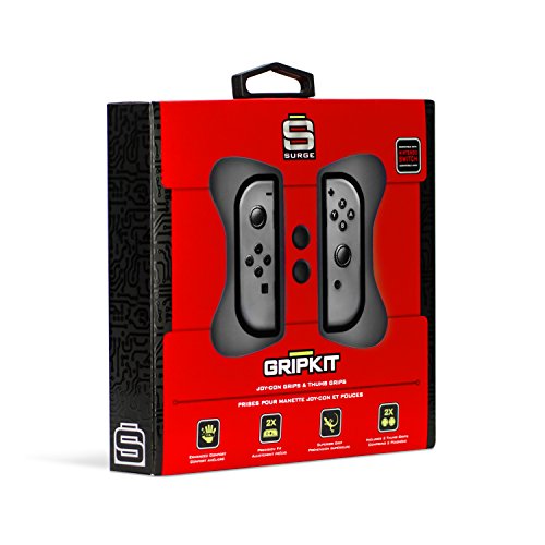 Surge Nintendo Switch Grip Kit, JoyCon Grips & Thumb Grips Grey