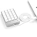 USB Numeric Keypad, Jelly Comb Portable Slim Mini Number Pad for Laptop Desktop Computer PC, Full Size 19 Key, Big Print Letters (Silver and White)