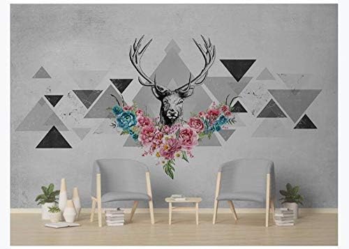 3D Wallpaper Simple Deer Head Geometric Triangle Color Block TV Background Wall 200cmx140cmWall Stickers Wall Art Murals Wallpaper Poster Photo Wall Murals Wallpaper Removable Self-Adhesive