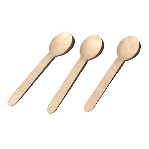 Chef Rimer Disposable Wooden Spoons 6" Length (Pack of 100) Biodegradable Compostable Eco Friendly Green Utensils Wood Flatware Dinnerware Kit For Party, Picnic Camping Kids Lunch Wedding Supplies Set