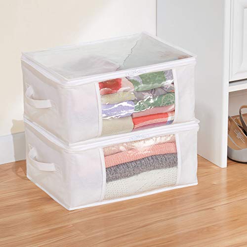 iDesign Fabric Storage Bags with Zipper, Medium, Set of 2, 16" x 12" x 8" Sewingwisdom