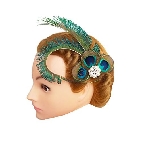 Blank K Peacock Feather Hair Clips Wedding Prom Carnival