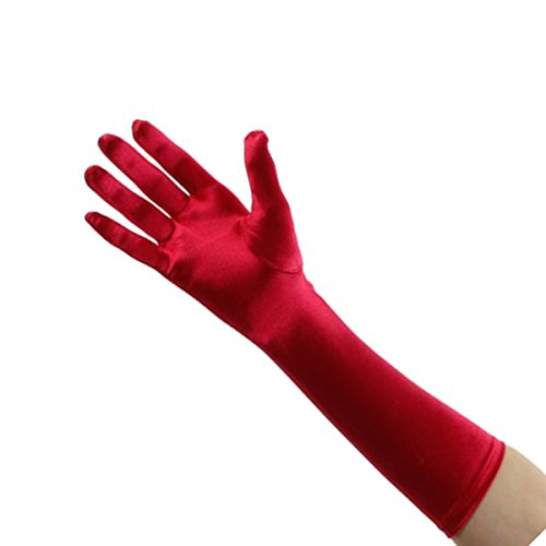 Tapp C. Classic Adult Size 15" Elbow Length Satin Gloves - 15"/Red