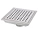 HANEBATH 6 Inch Square Shower Floor Drain with Removal Grate, Stainless Steel Brushed